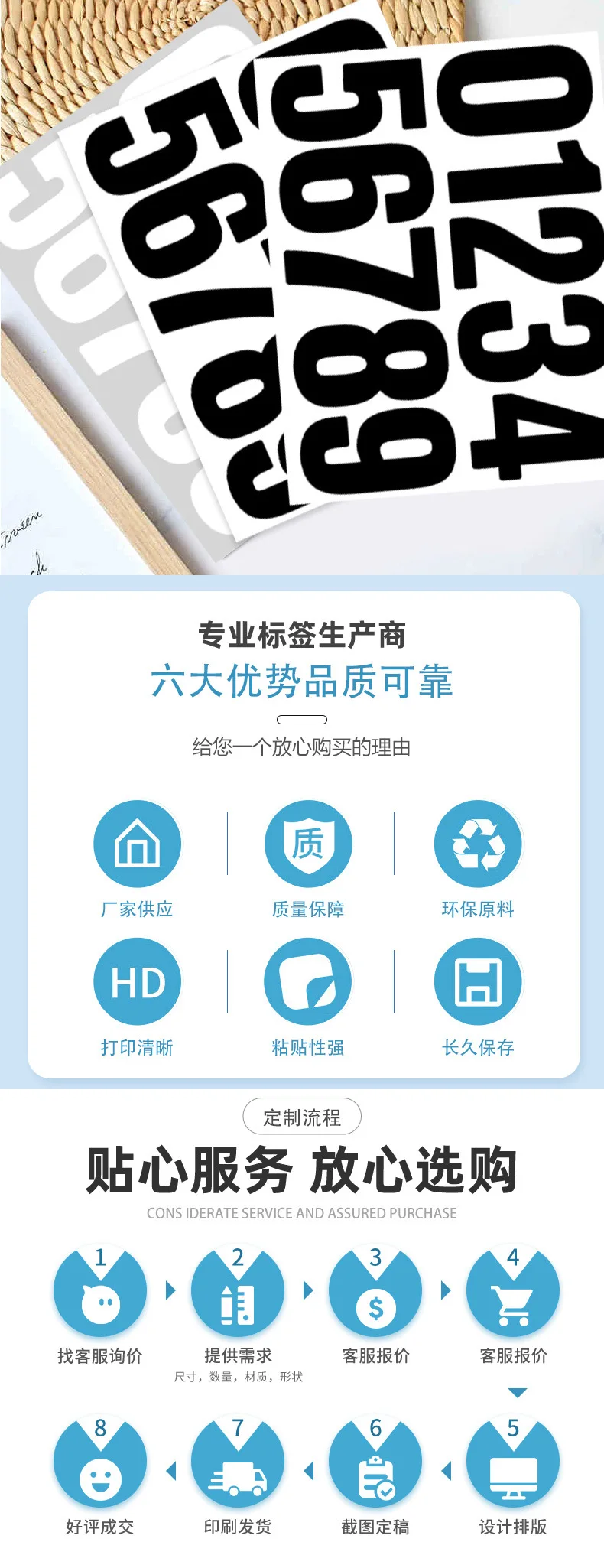 Large Mailbox Number Stickers Weatherproof Adhesive House Door Trash Can Address Identification Self-Sticking Decals