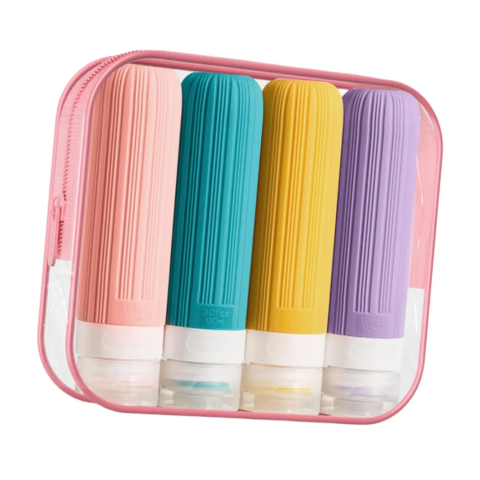 

4 Pieces Silicone Travel Bottles Set Refillable Squeezable Containers for Business Trip Cosmetics Eye Cream Detergents Camping