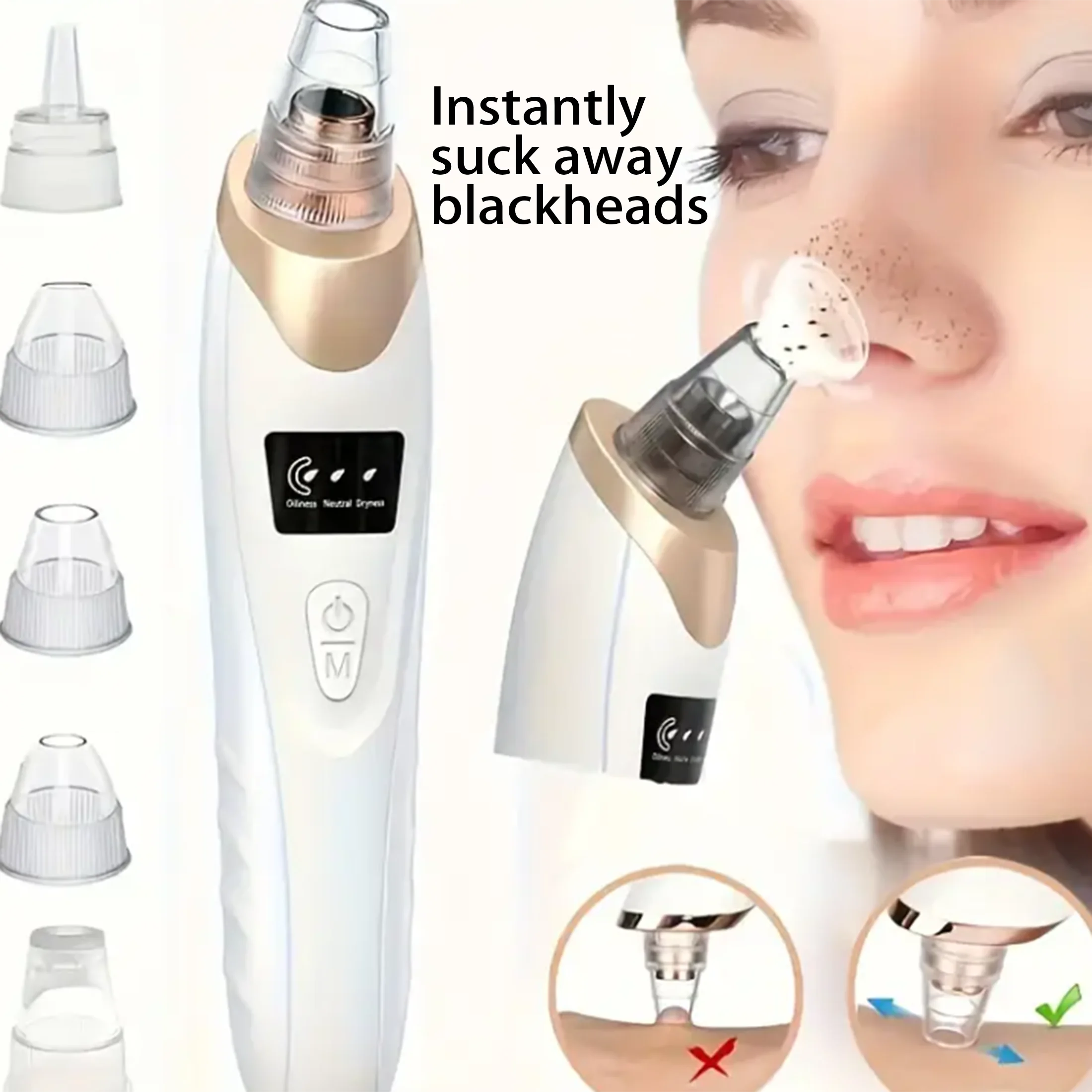 Aspirador de pó elétrico de poros, removedor de cravo recarregável USB, tratamento de acne com circulação de água, ferramenta de extração de cravo.