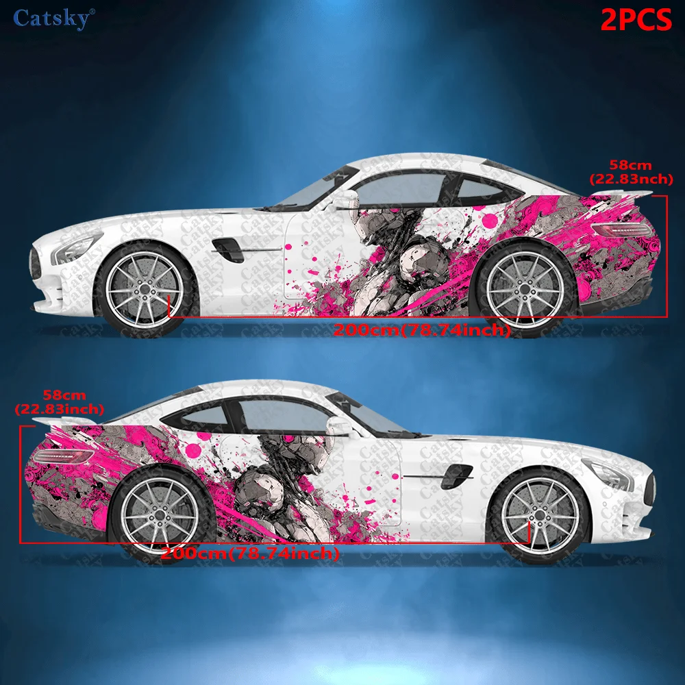 2pcs Robot decals for cars and trucks in the shape of triangular splashes, durable, fade-resistant, easy to install and remove -