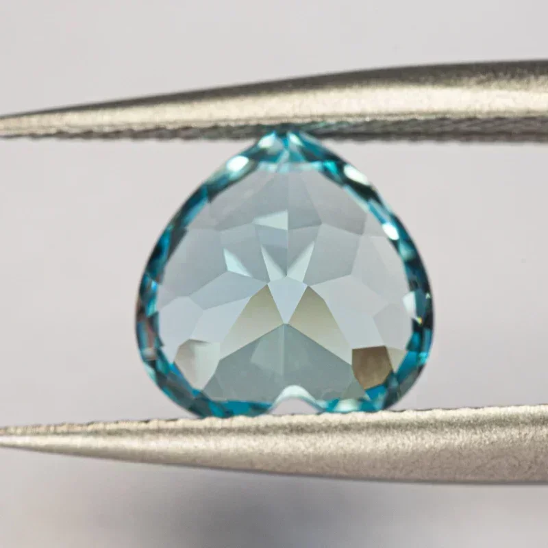 BTOP Lab Grown Sapphire Loose Stone Heart Shape Aquamarine Color VVS1 Charms Beads for DIY Jewelry Making Selectable  AGL Certif