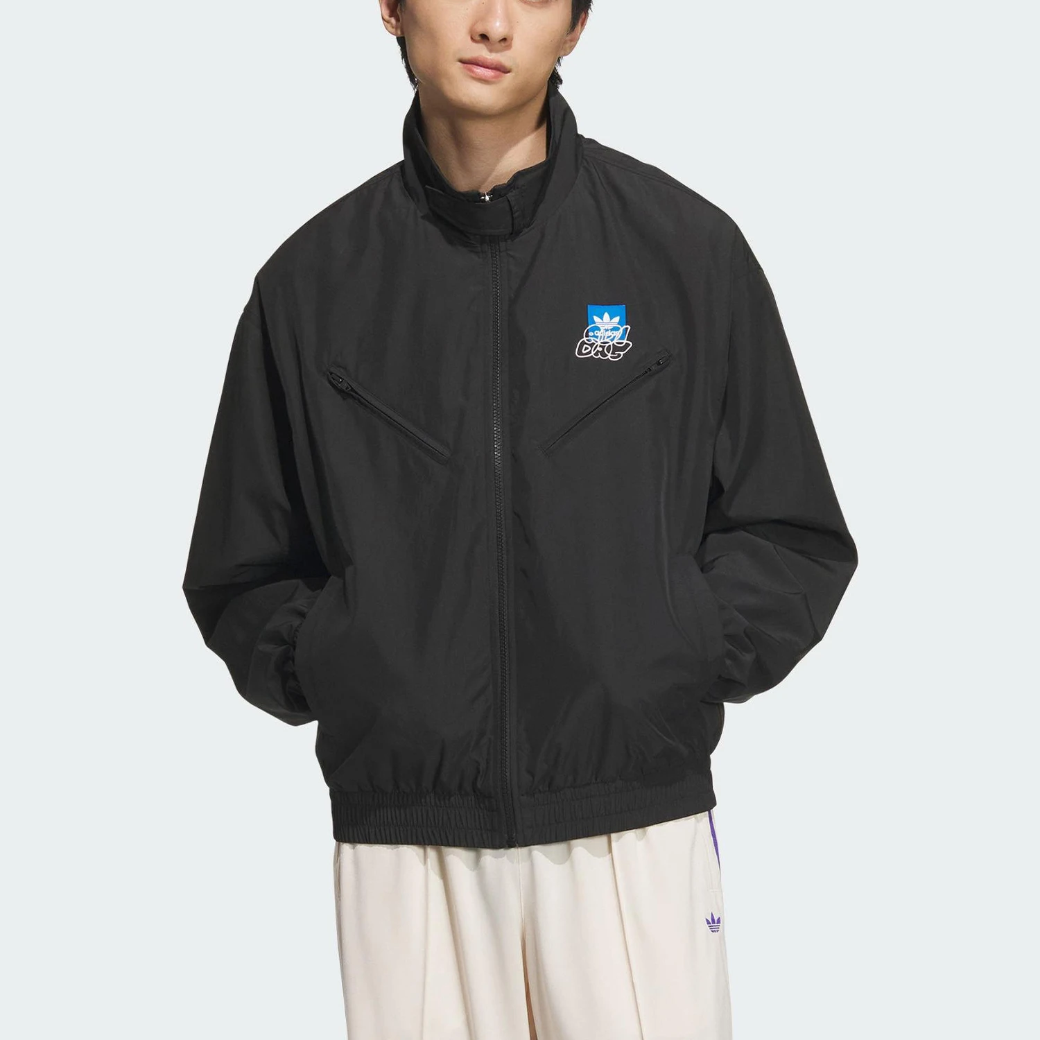 

Adidas genuine Three Stripes Men's Stand Collar Loose Woven Sport Jacket JN1660