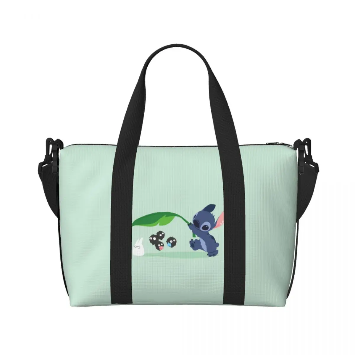 Tas Tote Pantai Anime Teman dan Jahitan Lucu Kustom Tas Belanja Travel Film Petualangan Membawa Gym Ekstra Besar Wanita