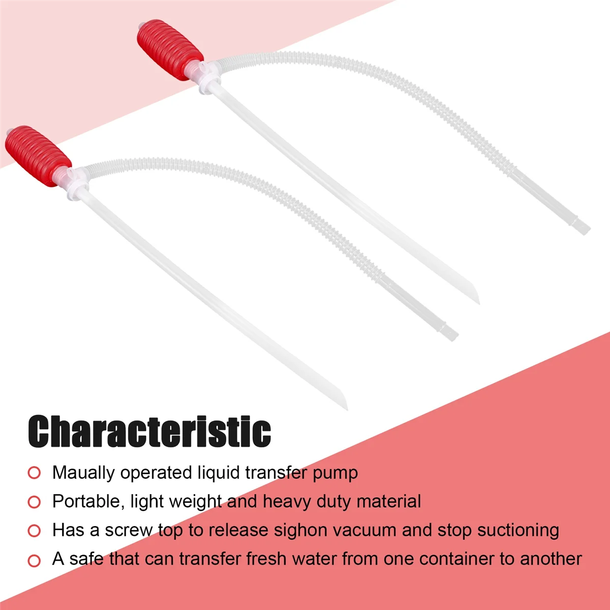 2 ชิ้น Universal การใช้ Transfer Siphon Pump - ขนาดใหญ่บีบ Siphon สําหรับเครื่องตัดหญ้าและคู่มือสูบน้ําเบนซิน, น้ํา, แอลกอฮอล์