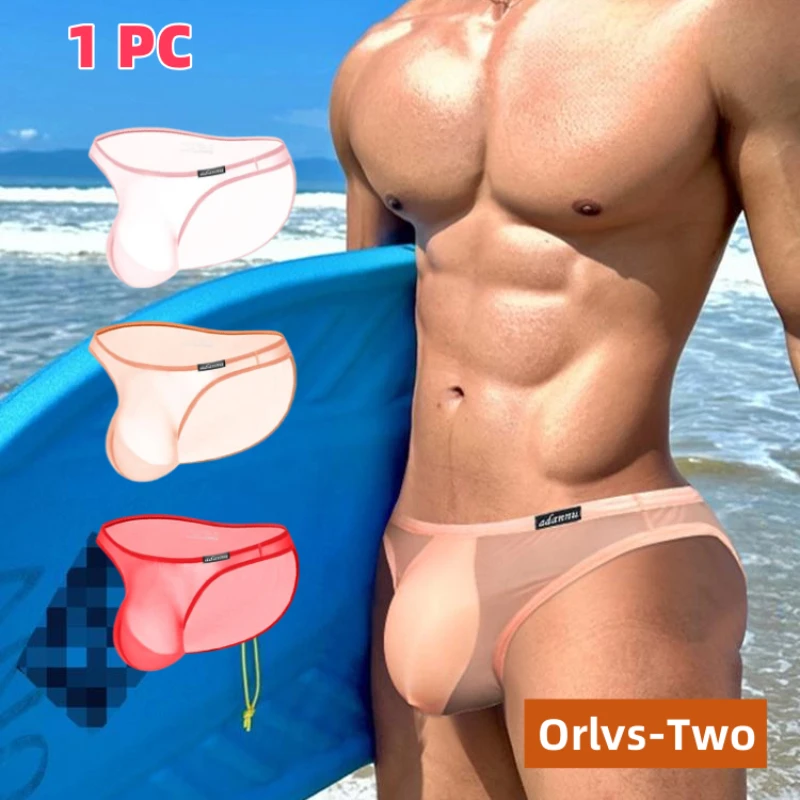 

Men Ultra-thin Panties Low-waist Transparent Mesh Underpants Transparent Mesh Fabric Breathable Brief Summer Ice Silk Underwear
