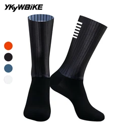 YKYWBIKE Ciclismo calzini aerodinamici antiscivolo Silicone estate uomo donna Whiteline bicicletta Sport Running calzini da bici Calcetines Ciclismo