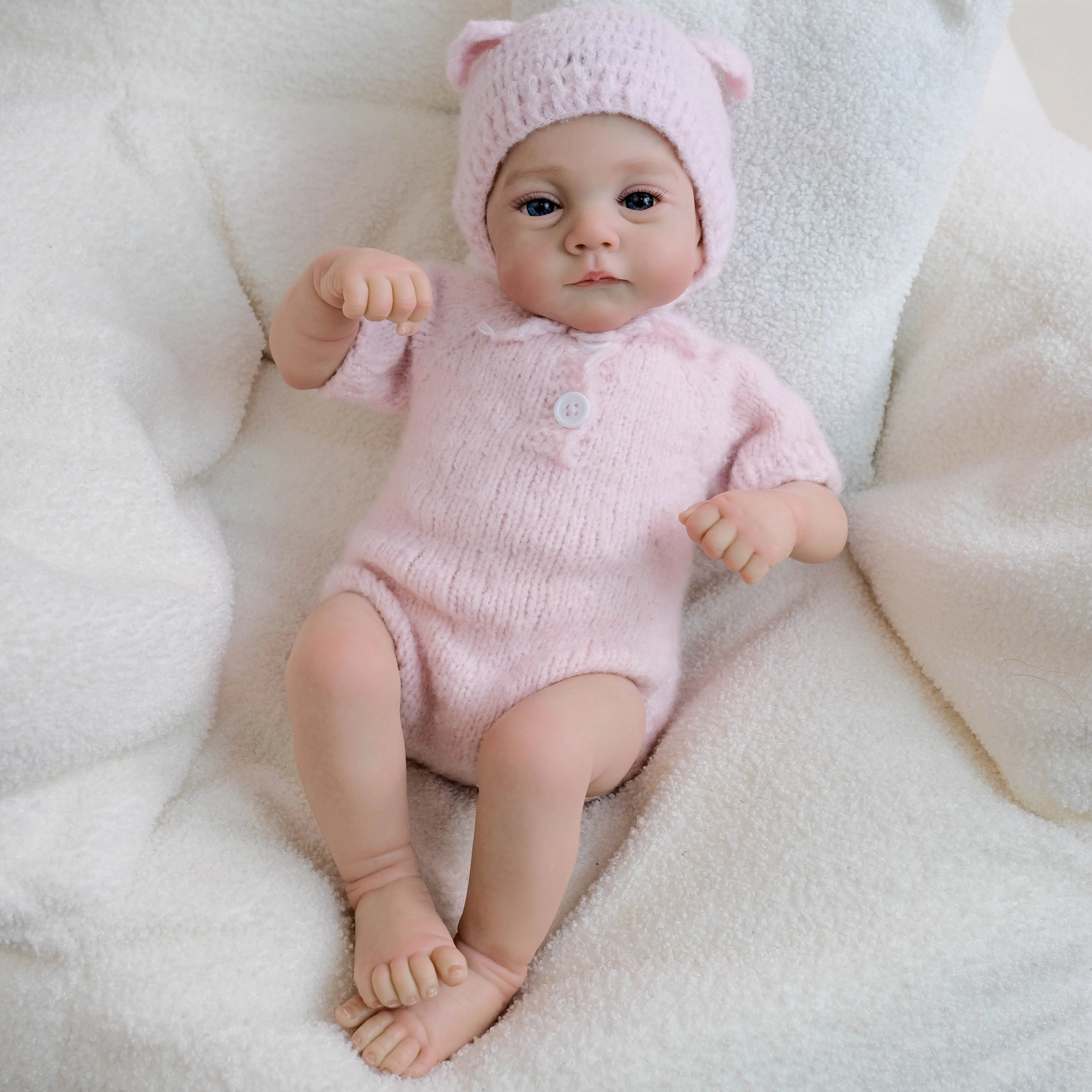 NPK 18inch  Reborn Baby Doll Handmade 3D Skin Twins Irys and Lily Multiple Layers Painting Collectible Lifelike Art Doll