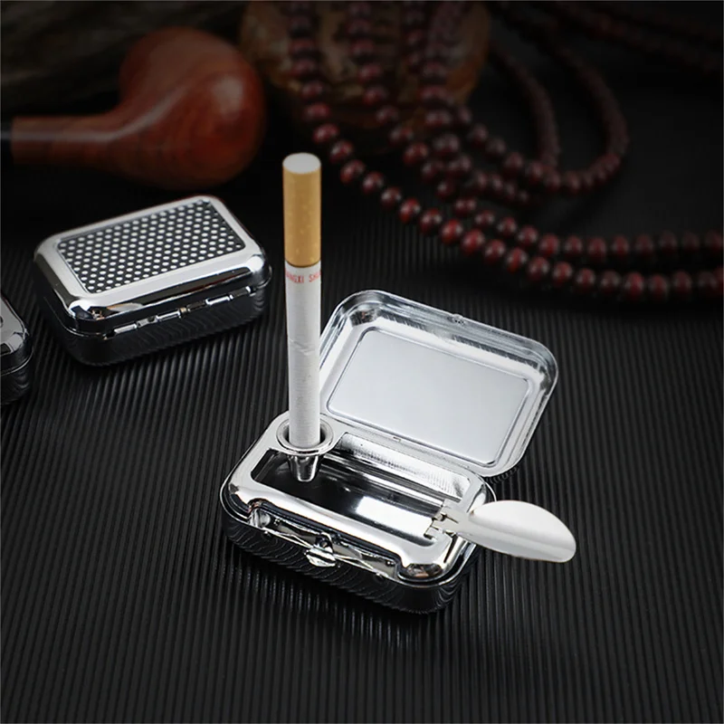 Mini Ashtrays Cigarette Home Outdoors Portable Metal Alloy Pocket Smoke Ash Ashtray For Male Cigarette Accessories