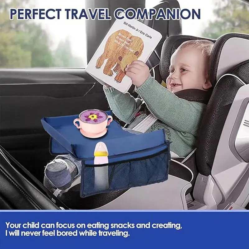 Portable Road Trip Vehicle Table ​Foldable Kids Lap Tray With Adjustable Straps Kid​s Travel Car Seat Tray Table Car Accessories