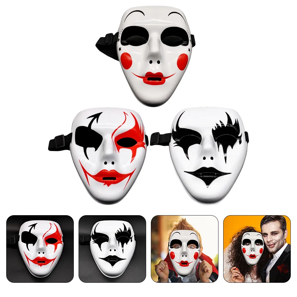 3 Pcs Party Mask Blank White Masquerade Halloween Costume Props Plastic Face Cosplay