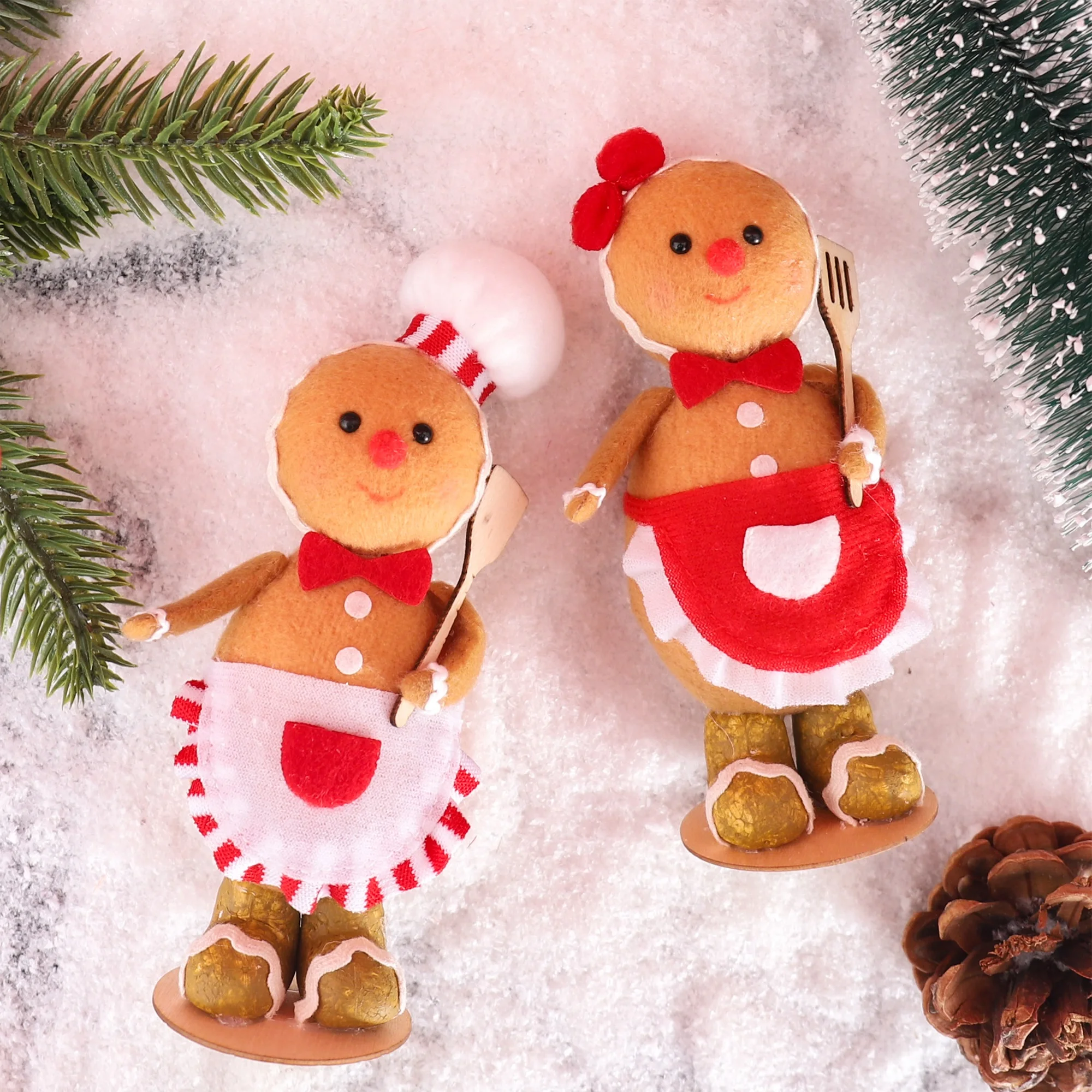 Plush Gingerbread Dolls Gingerbread Sitter Chef Gingerbread Man Christmas Ornaments For New Year Party Decorations Home Supply