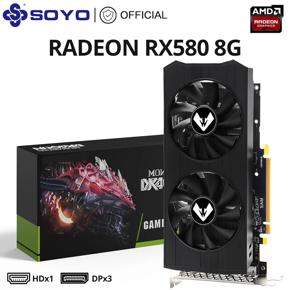 SOYO Radeon RX580 8G Graphics Card GDDR5 Memory Video Gaming Card