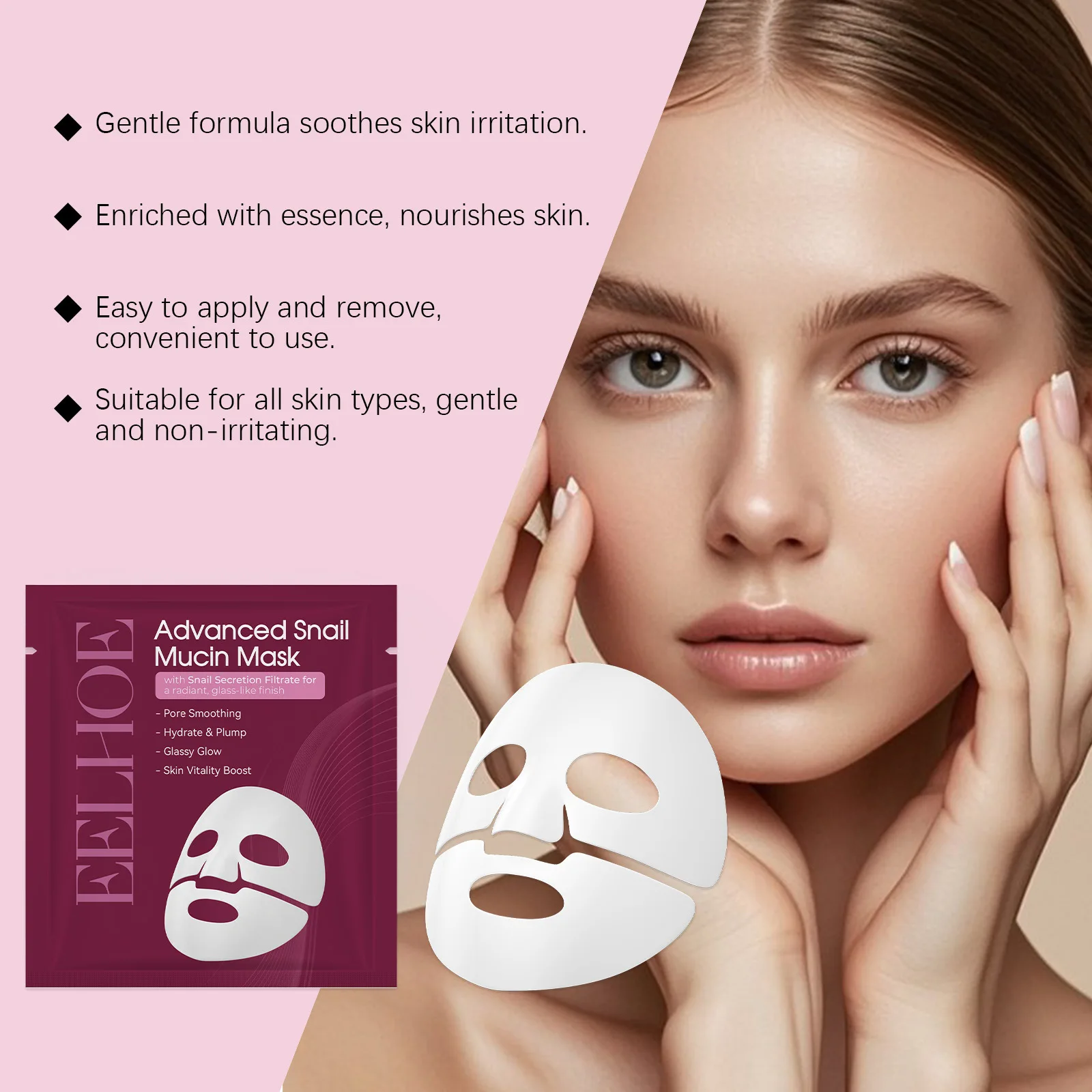 Snail Mucus Mask Brightening Skin Tone Refreshing Hydrating Moisturizing Improving Dryness Restoring Elastic Care Mask Skincare