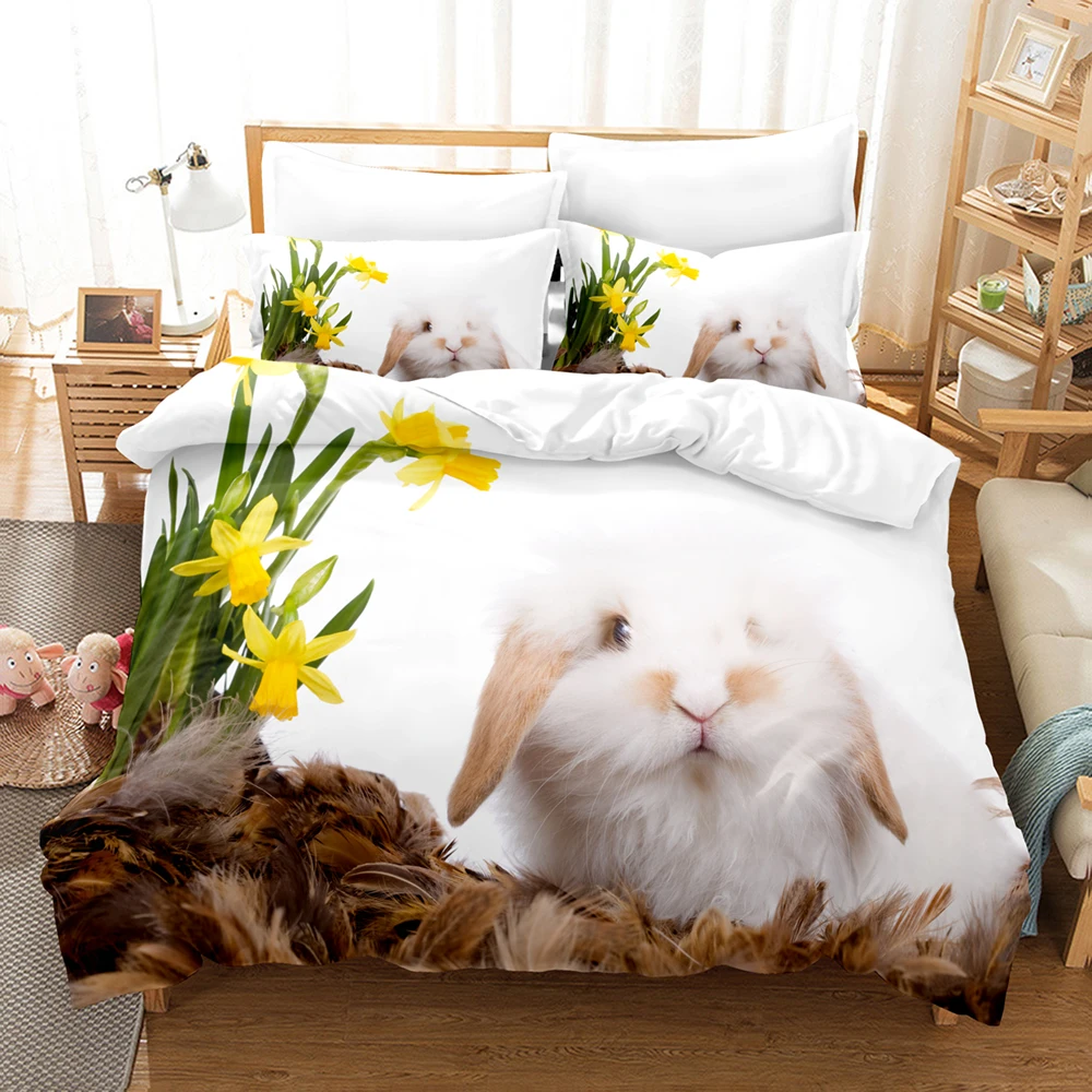 

3D The Rabbit Bedding Sets Duvet Cover Set With Pillowcase Twin Full Queen King Bedclothes Bed Linen