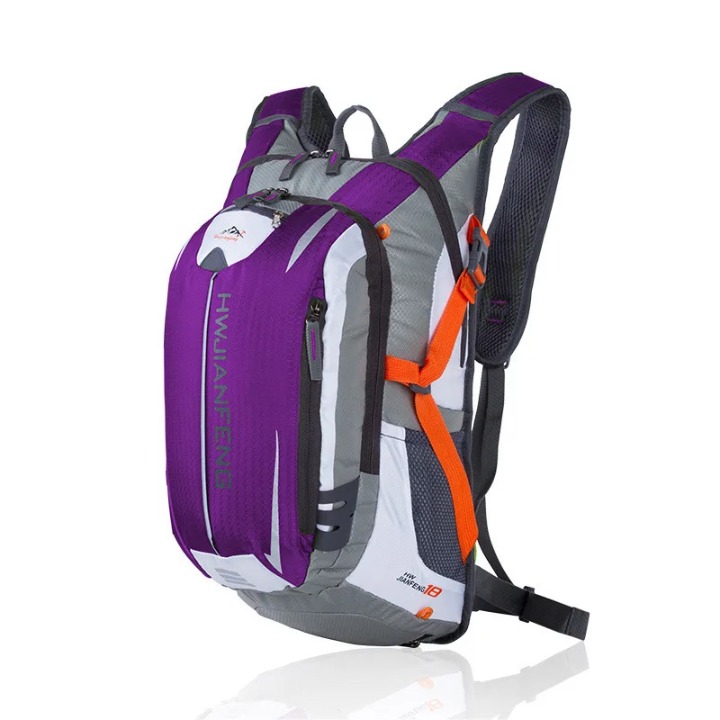 Zaino da esterno in poliestere impermeabile, borsa da ciclismo, zaino sportivo con striscia anti-luce notturna di sicurezza con blocco colore fitness