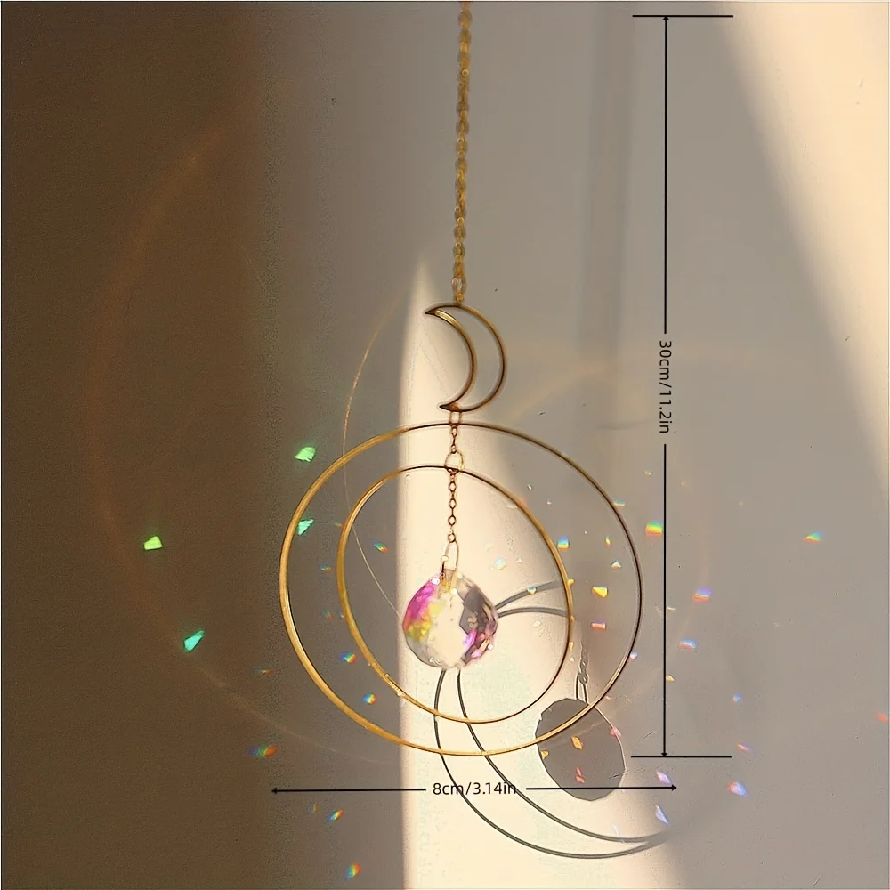 1 crystal sun catcher, wind chime, moon star pendant for wedding homes, car suspension, outdoor decoration