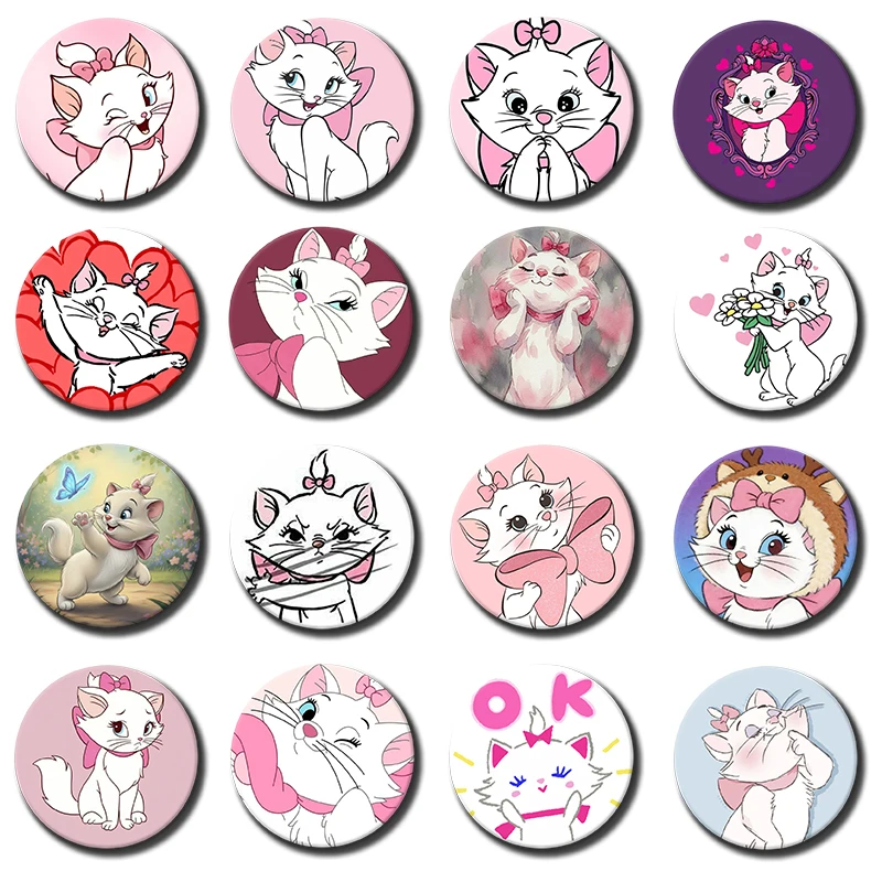 58mm 1PC Mary Cat Aristocats Cute Anime Figure Icon Badge Handmade Tinplate Brooch For Backpack Clothes Chest Ornament Gifts