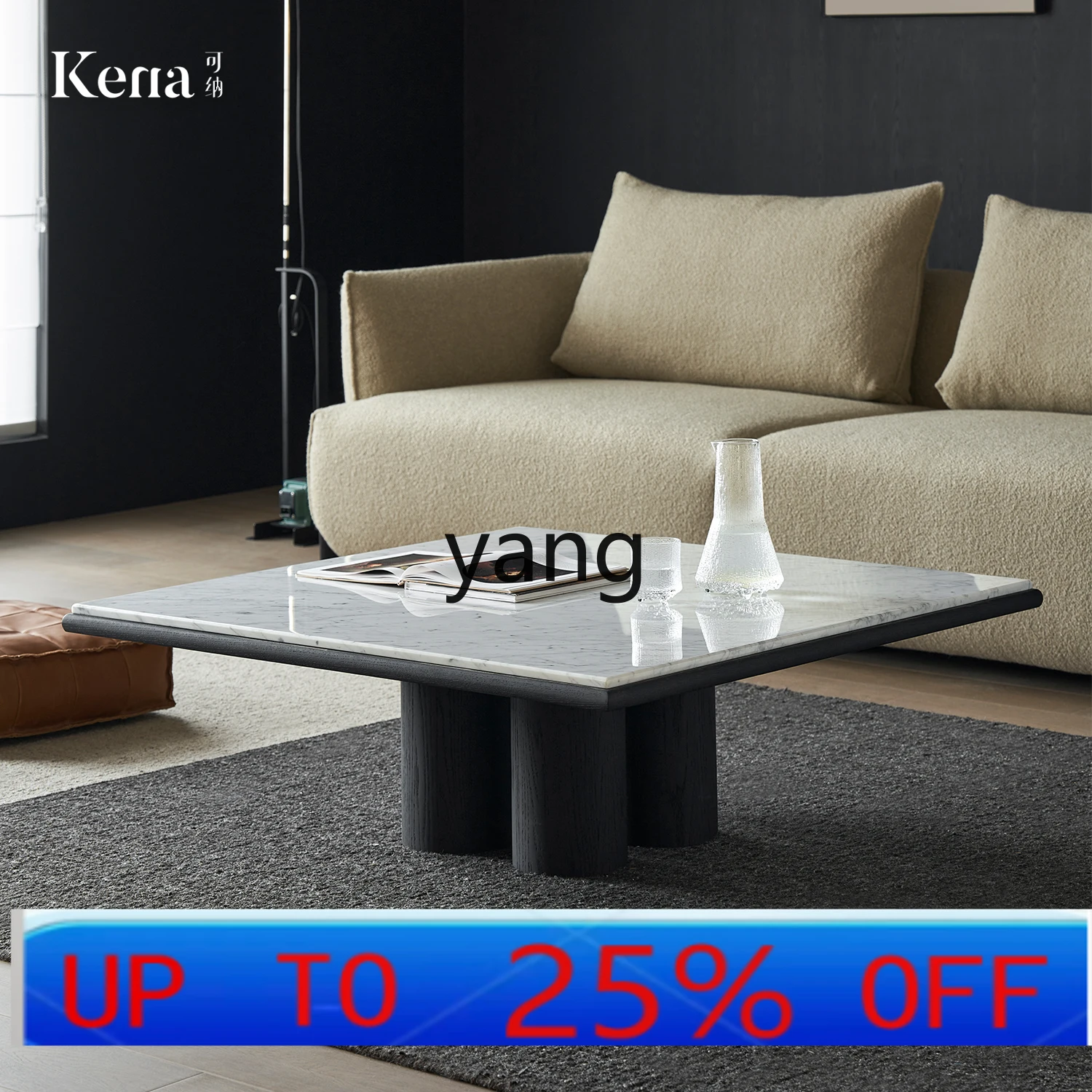 

Lhh square marble designer light luxury modern simple living room home solid wood coffee table