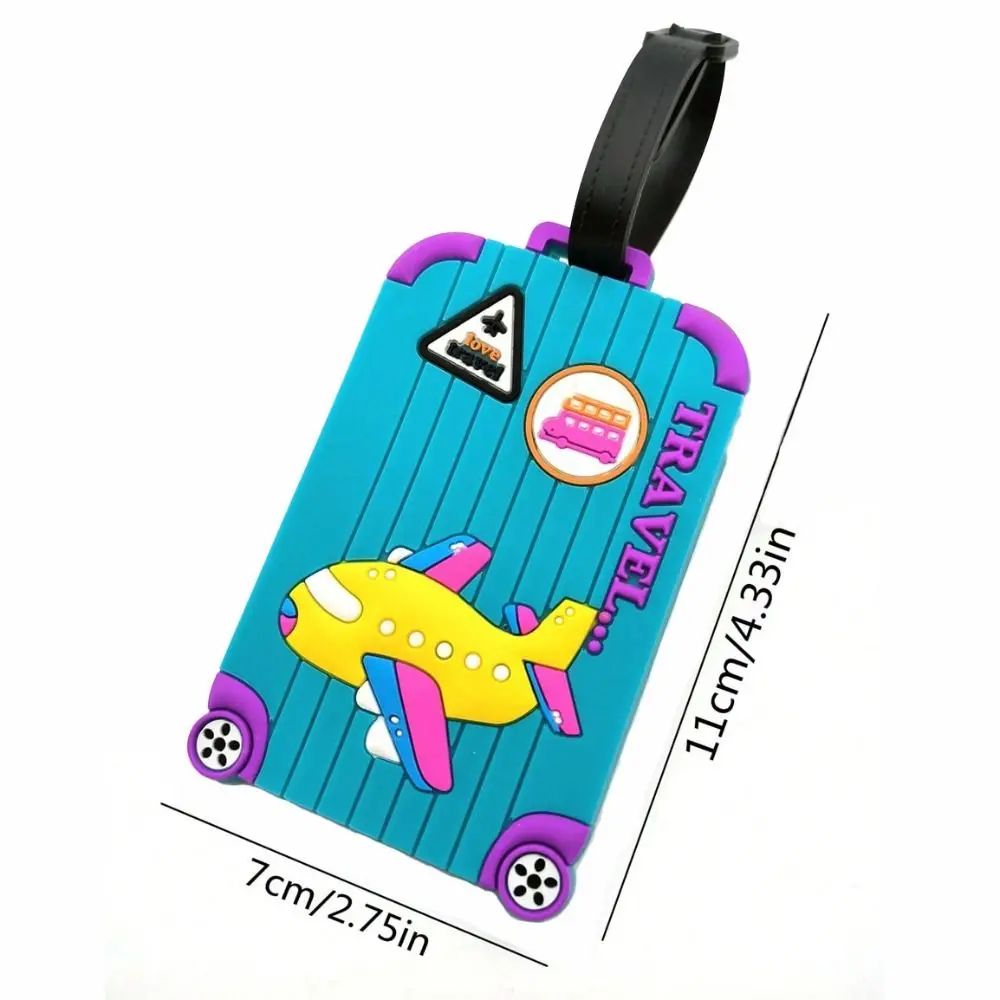 PVC Luggage Tags Portable Soft Silicone Anti-lost Baggage Label Cartoon Airplane Travel Supplies Suitcase Tags