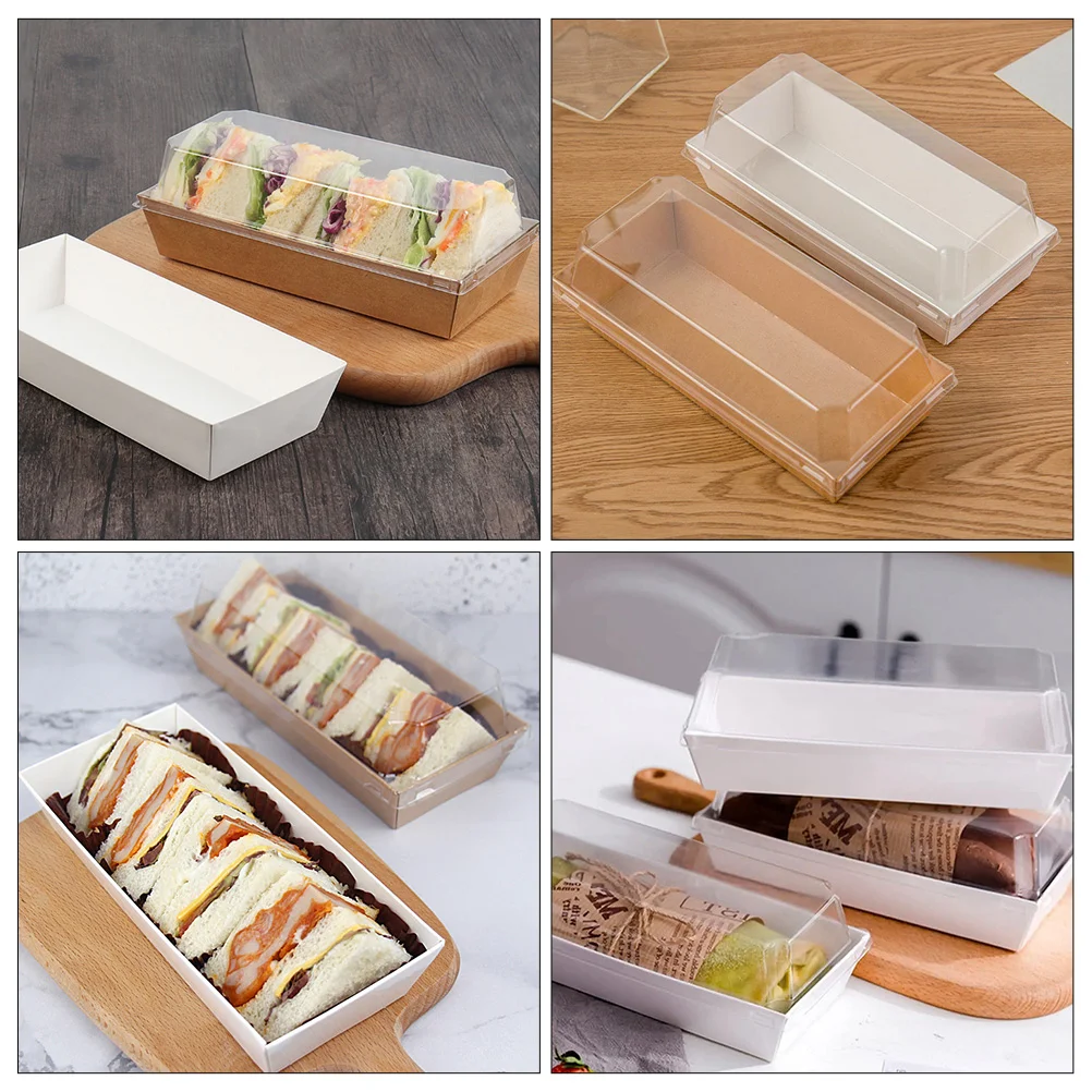 50 Pcs Paper Charcuterie Sandwich Box Cookie Containers for Gift Giving Boxes Swiss Roll Food with Lids Plastic