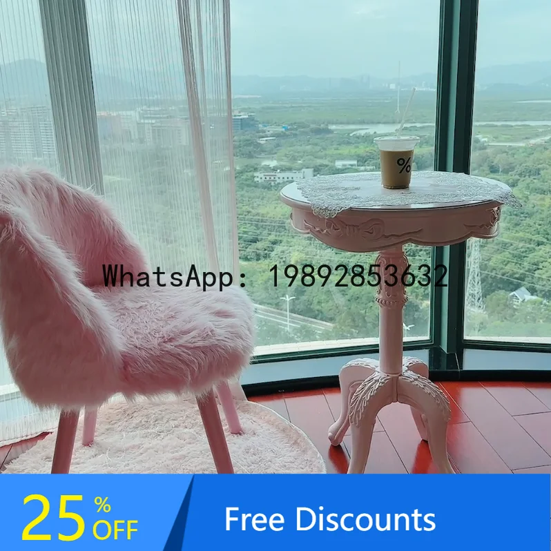 

Solid Wood Small Round Coffee Table Side Dessert Dining Restaurant Table Homestay Balcony Leisure Table