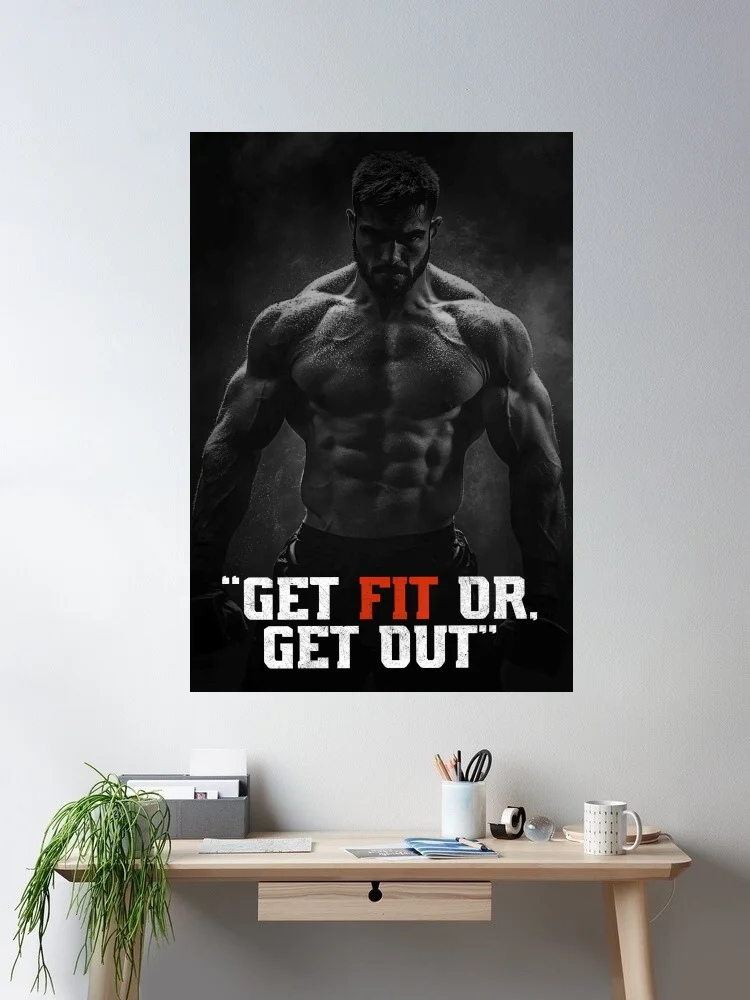 

Get Fit OR Get Out GYM Motivational Canvas POSTER ,Home Decor Wall art painting