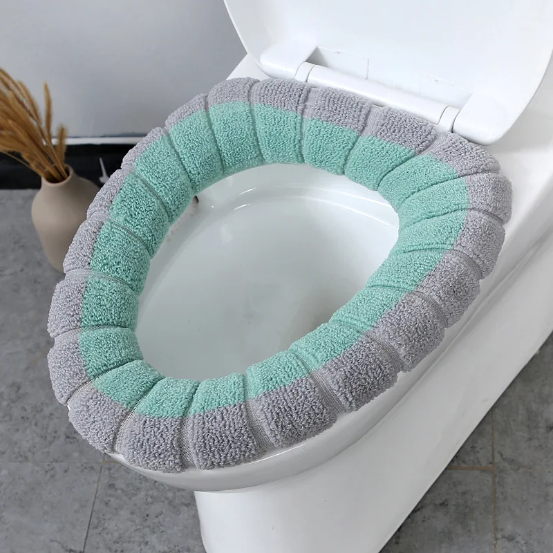 Keep Warm Closestool Mat Double Color Bathroom Accessories Knitting O-shape Home Decor Toilet Seat Cover