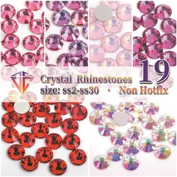 VC Light Pink/Rose /Fuchsia /Rose Glass 3D Nail Art Rhinestones SS3~SS34 Crystal Nails Non HotFix Decorations