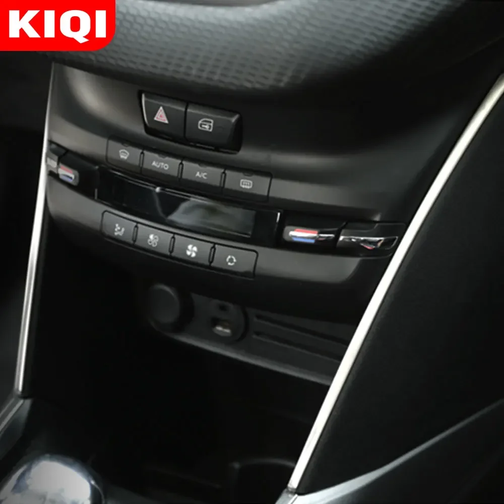 KIQI Car Accessories for Peugeot 2008 2014 2015 2016 2017 2018 2019 Control Center Stainless Steel Cladding Side Sequins Trim