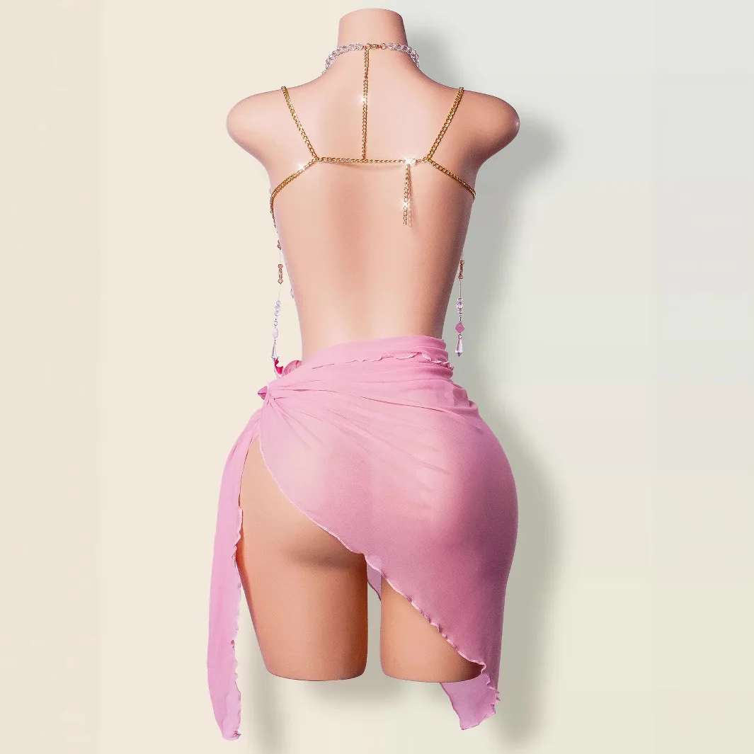 Multi-color Stone Crystal Beading Bra Chain Sexy Women Camis Vest Tanks Tops Hollow Out Backless Metal Body Chain Night Clubwear