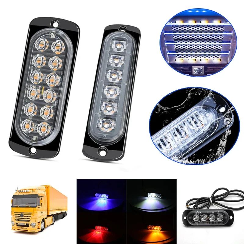 

6/12LED Universal Modified warning Van Side Lights Motorbike Pickup Truck Ultra-thin Strobe Lights Strobe Car Accessories