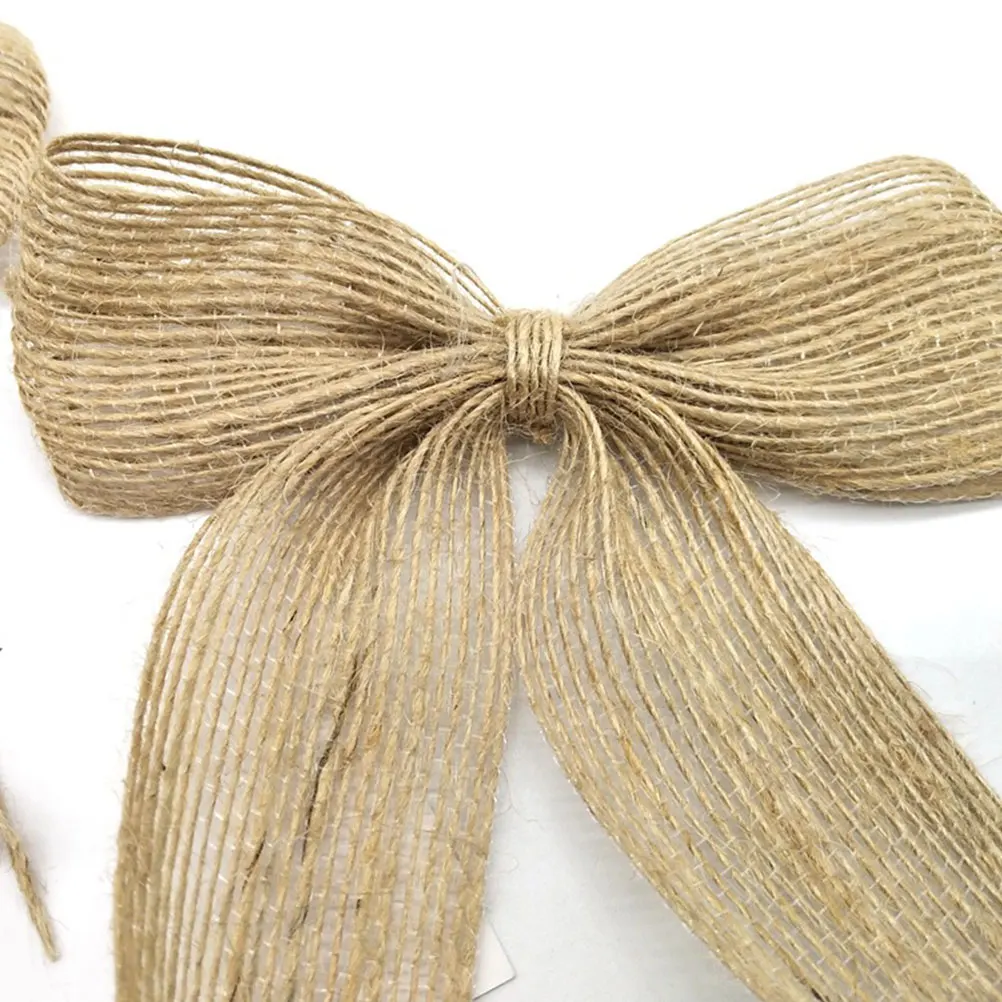 

12 PCS Bow Pendant Christmas Ornaments Rustic Jute Bows for Tree Mini Decorative Holiday Hanging Burlap Bowknots Decorations