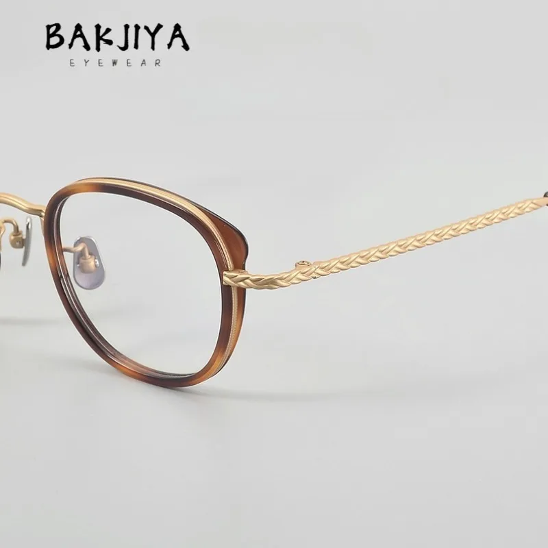 

Vintage Weave Pattern Frames Brand Designer Pure Titanium Hand-carved Literary Luxury Eyeglasses Frames Big Face Men and Women