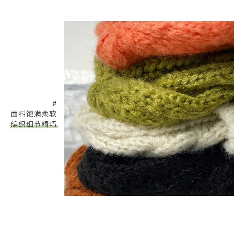 2024 New Hat Women\'s Coarse Knitted Knitted Wool Hat Autumn and Winter Versatile Big Head Circumference Green Loose Ins Trendy F