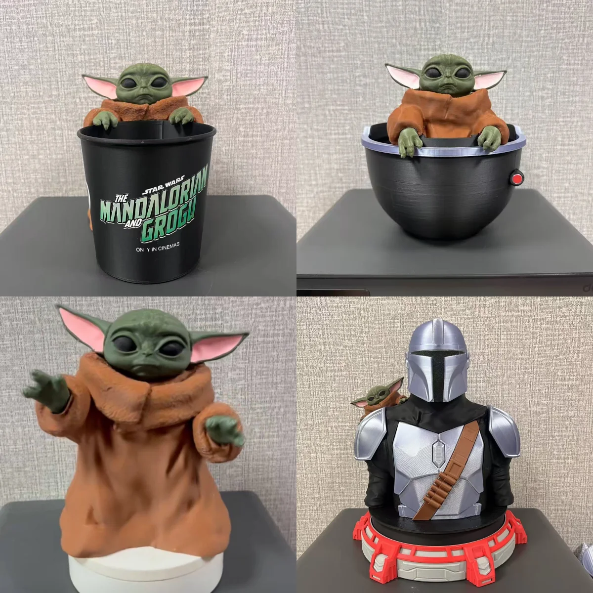 在庫あり-スターウォーズ-マンダロリアンとグローグ-3dプリント-ポップコーンバケット-映画記念品＆コレクタブルコンテナ-コレクションモデル