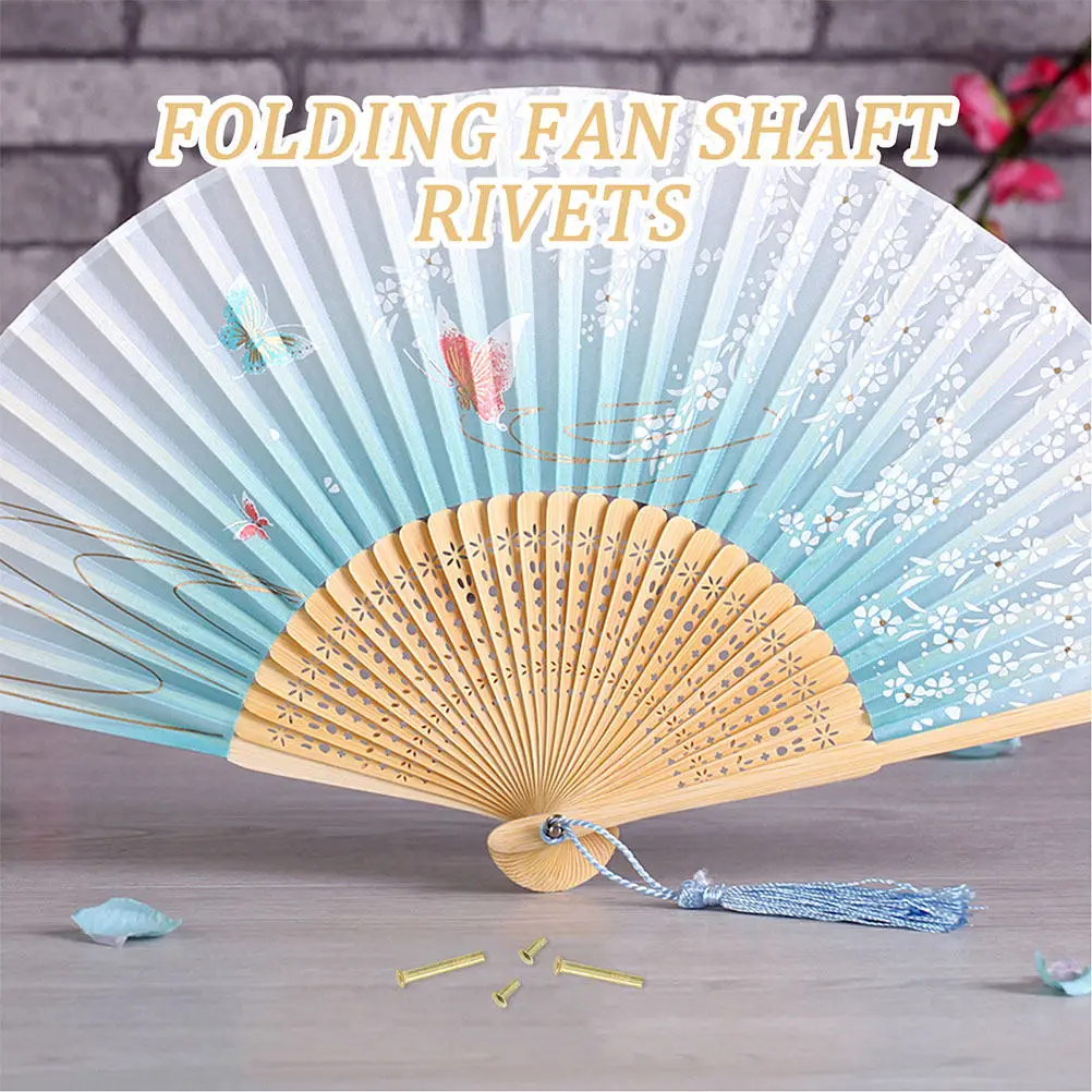5Set Folding Fan Repair Kit Gold Plated Metal Rivets and Nuts for Hand Fan Shaft Replacement Stable Easy Install DIY