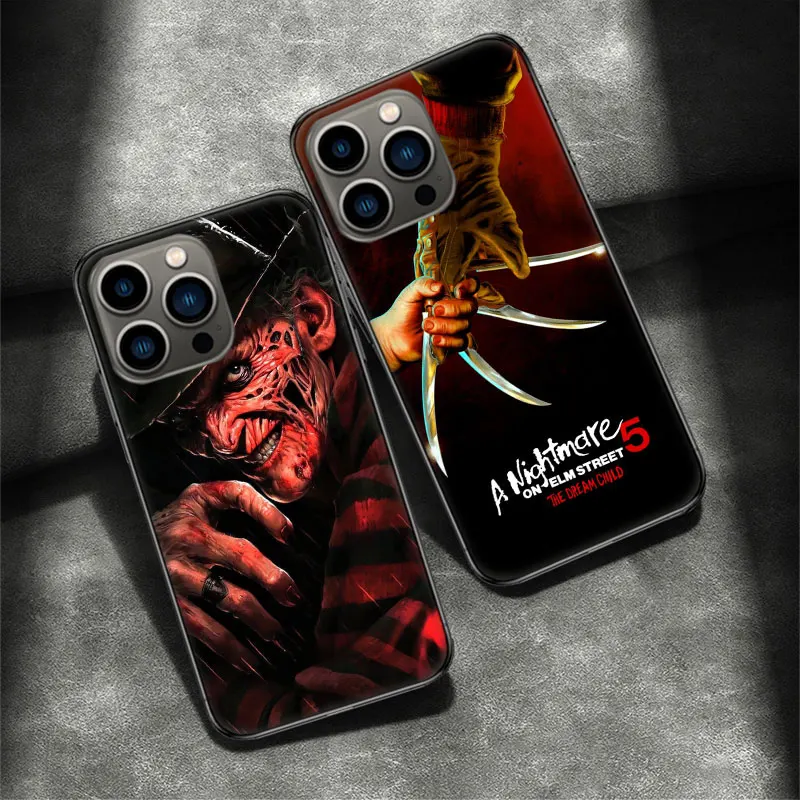 F-Freddy Krueger Horror Phone Case For Apple Iphone 16 15 Plus Soft 13 12 Mini Cover 11 14 Pro Max Capa 8 7 SE Shell Coque Silic