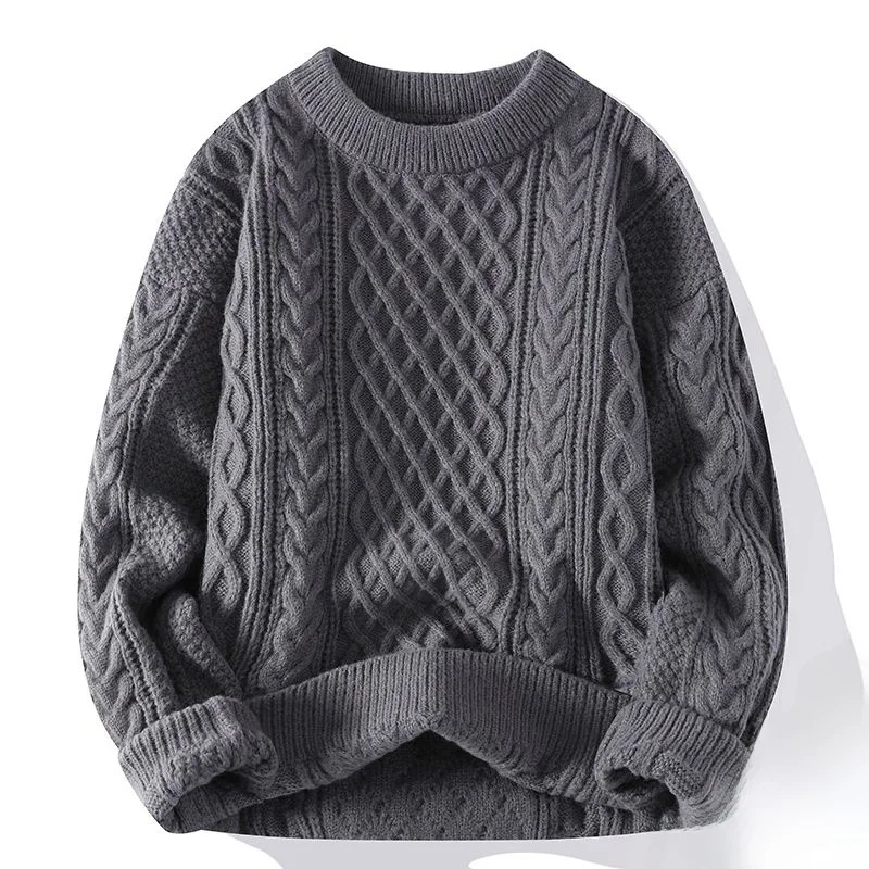 

Винтажный мужской свитер на осень-зиму, вязаный, с круглым вырезом, молодежный, стильный, модный мужской трикотаж