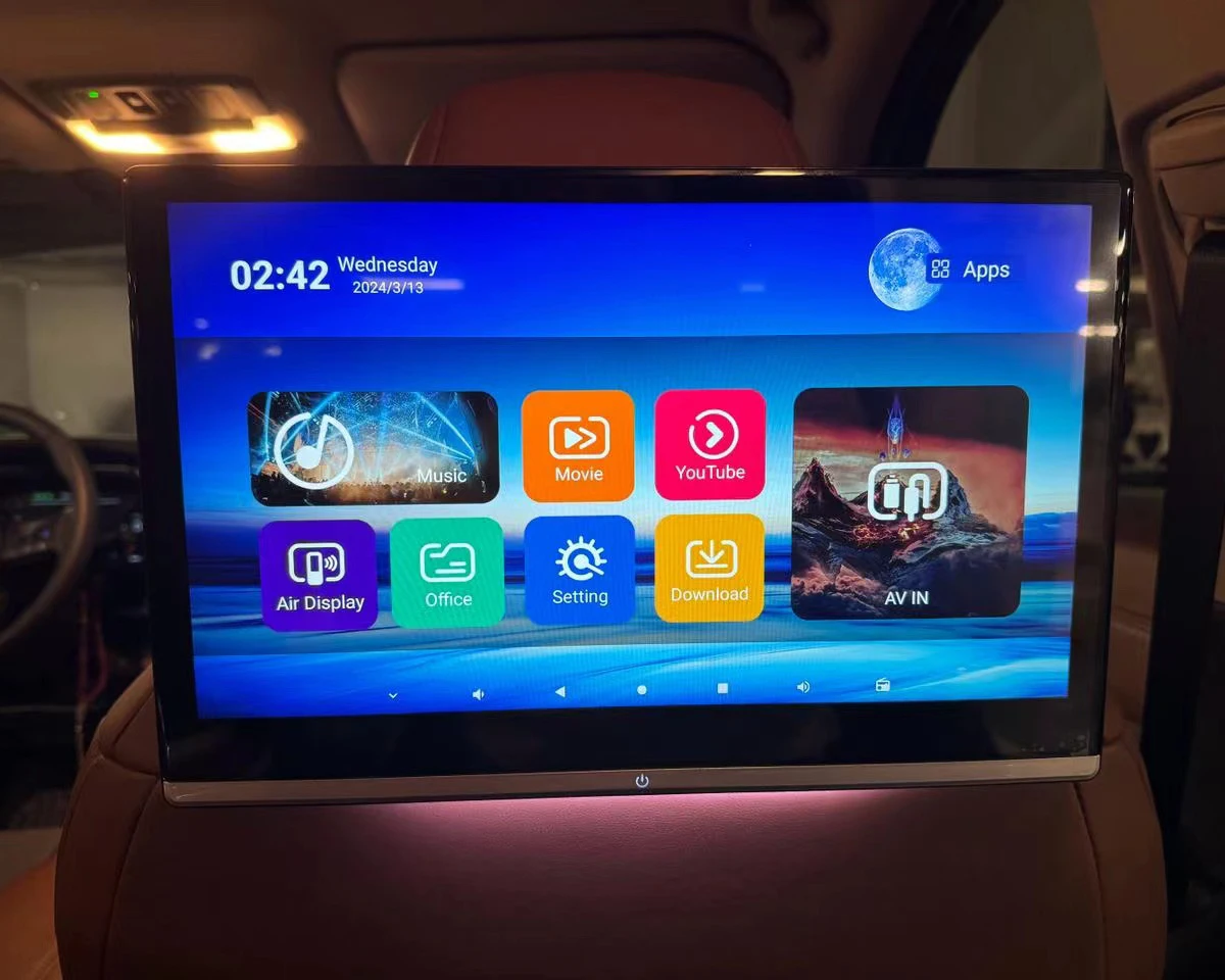 2026 Latest UI Style TV Rear Seat Screen For Range Rover WiFi Car Headrest Monitor Android 14.0 HDMI Bluetooth Mirror Link