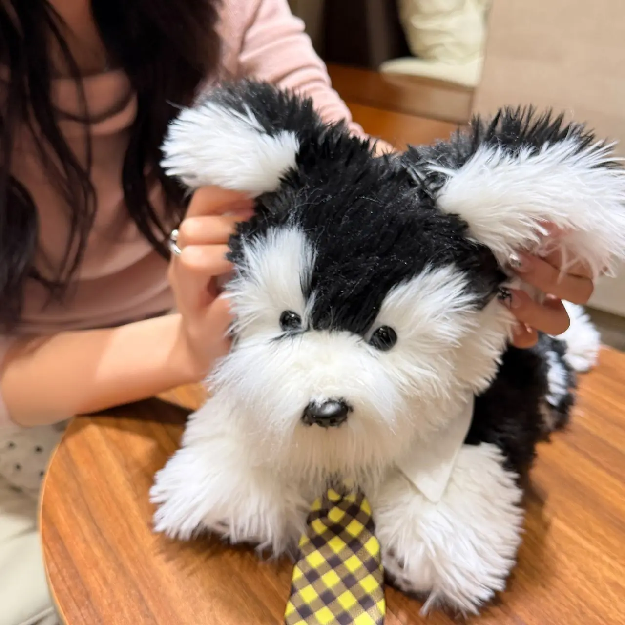 حقيبة ظهر لطيفة واقعية على شكل جرو للنساء من القطيفة للطالبات في الحرم الجامعي حقيبة نهارية للسيدات دمية شناوزر حقيبة ظهر كرتونية ناعمة أنيقة 2025 #6