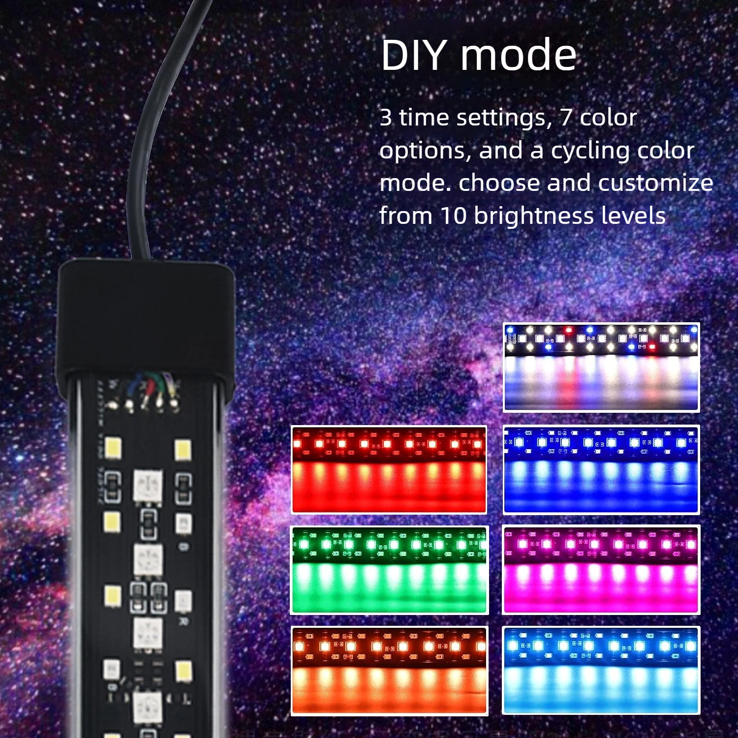 

Submersible Aquarium Light, 24/7 Cycle Aquatic Plant Light with Timer, Adjustable Brightness,7 Color Lights, Sunrise/sunset Mode