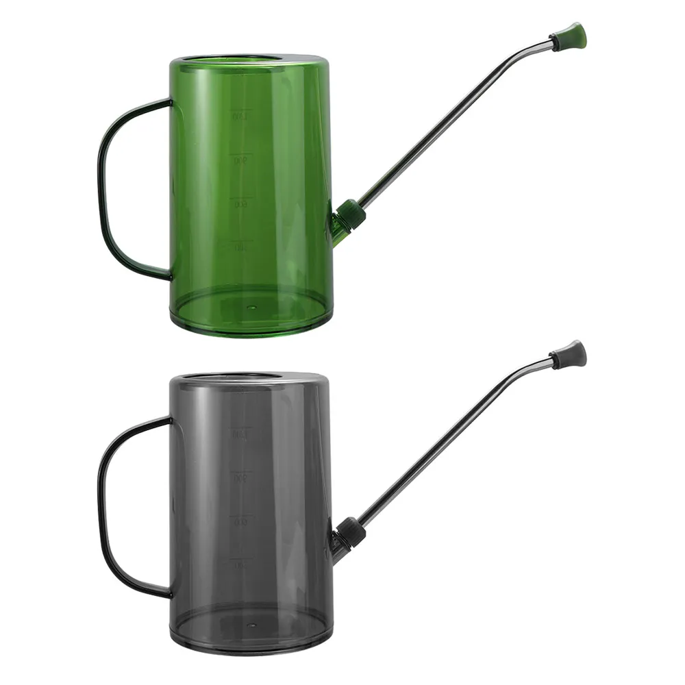1L/1.5L Long Spout Watering Pot Shatterproof Plastic Small Watering Can with Measurable Scale Mental Spout Plant Sprinkler Patio