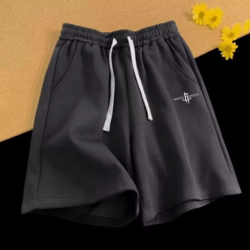 American Style Minimalist Style Letter Print High Street Trendy Men's Outfit Suitable Loose Versatile Casual Shorts