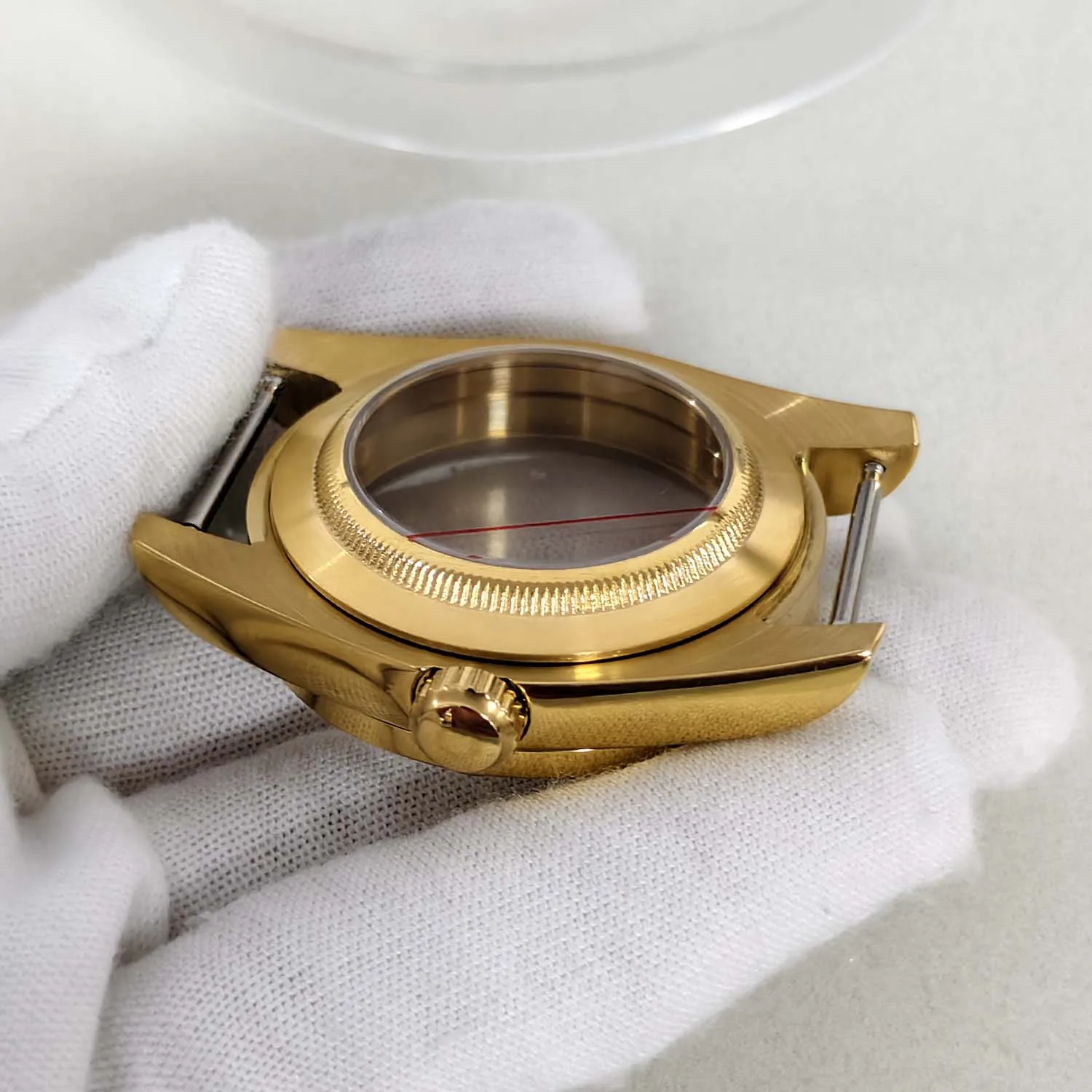 39MM Stainless Steel Vertical Bar Sapphire Crystal Case for NH35/NH34/NH38 Movement See-Throug Back Watch Box Shell Accessories
