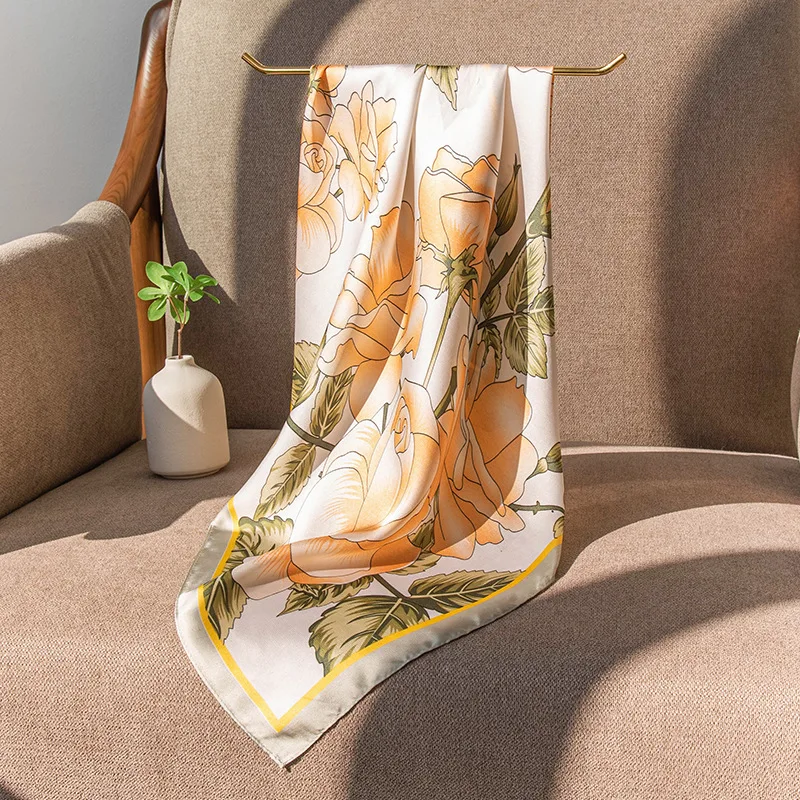 70cm Scarf Artificial High-Grade Fashion Versatile Printed Small Square Professional Women's Summer