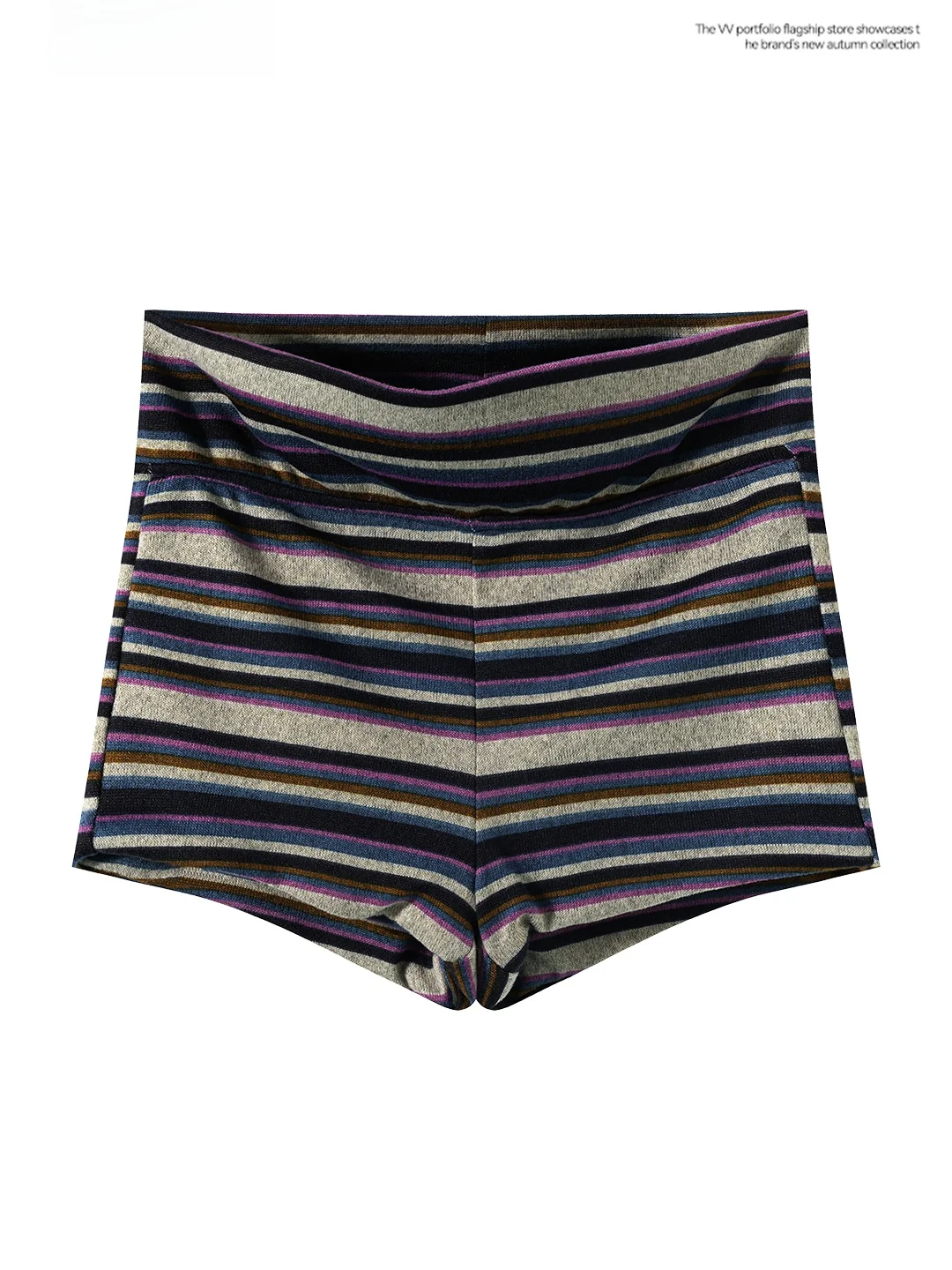 Korean Style High Waist Slim Fit Striped Knitted Short Pants Women's Summer Fashionable Indigo Sexy Body Contour Top