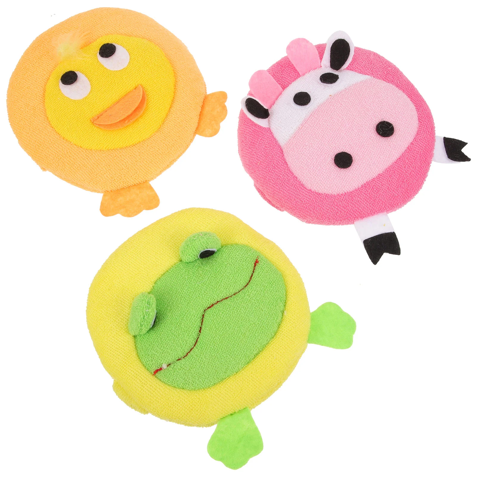 3 Pcs Cartoon Bath Gloves Baby Shower Sponge Scrubbers Kids Toddler Bathing Fine French Newborn Child Mittens