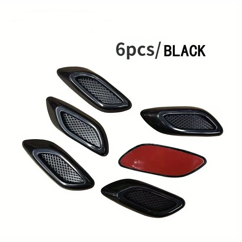 2/6pcs Car Fender Trim Decorative Intake Universal Auto Air Flow Bumper Side Vent Decal