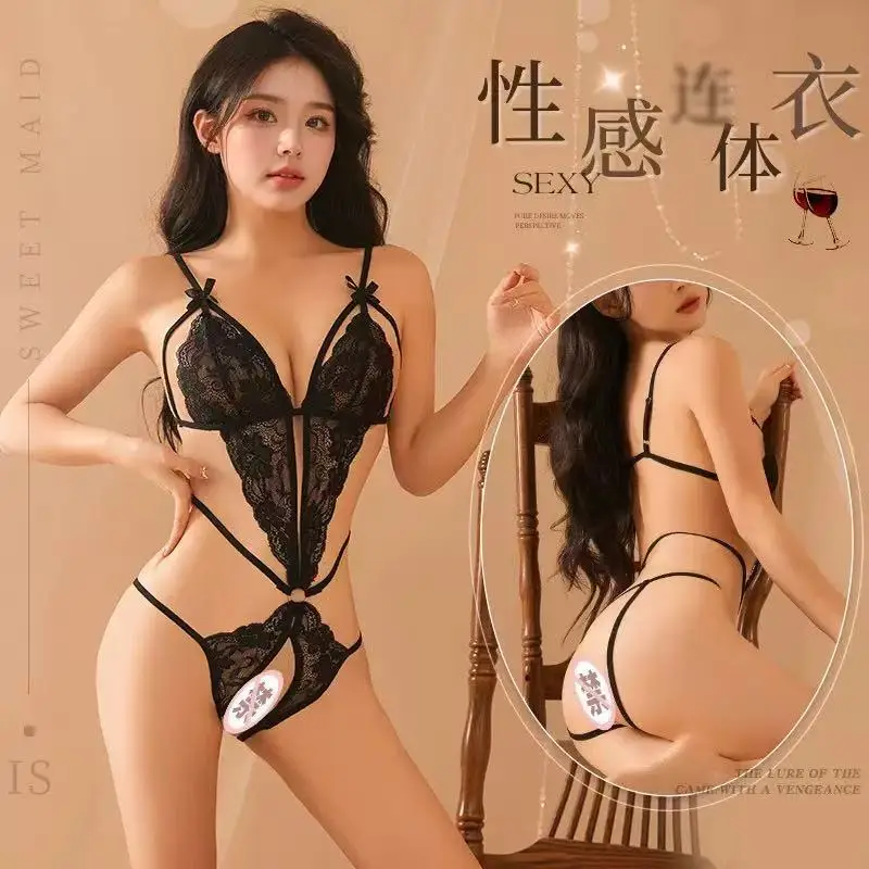 

Sexy Lingerie, Sexy Lace Temptation Bodysuit, Hot Hollow-Out Three-Point Open Uniform, Women's Pajamas, One-Piece Dropshipping