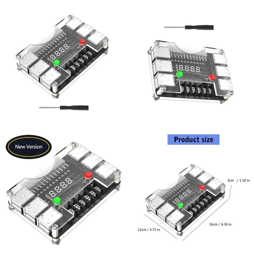 

Y1UB 12 Port USB 3A 3.30V 5V 12V Output Power Breakouts Board Acrylic Case